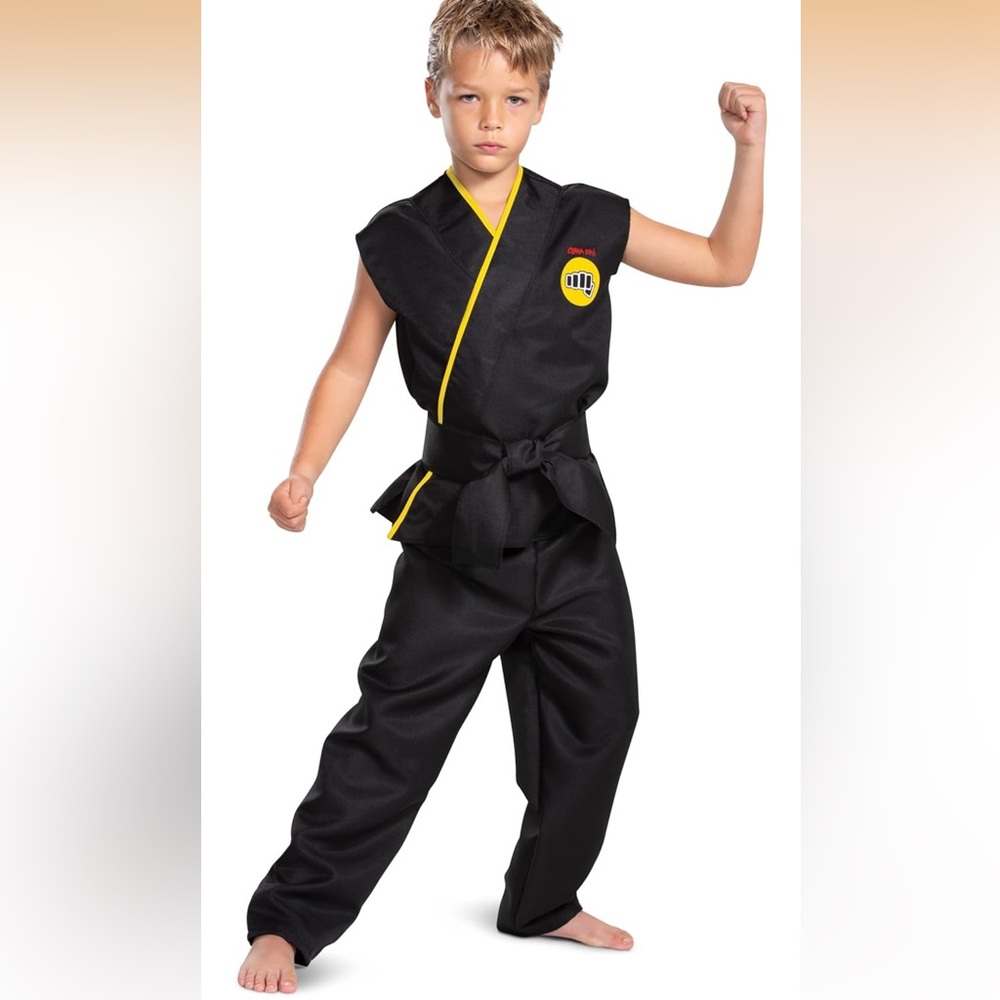 Cobra Kai Kids Black and Yellow Martial Arts Uniform Size 10-12